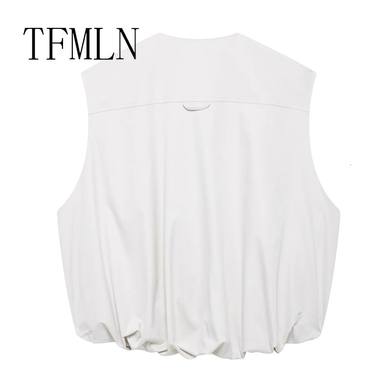 TFMLN Womens Elegant Sleeveless Tank Top Fashionable SpringSummer Loose Zipper Comfortable Casual Pocket Coat 250326