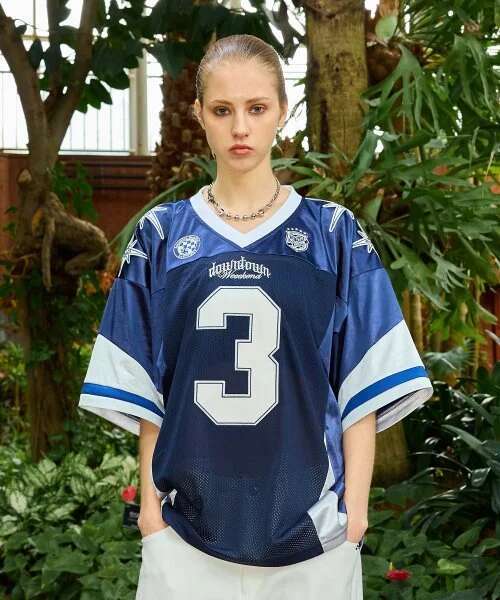 New American Retro Jersey Hip-Hop Short-Sleeved T-Shirt Summer High Street Design Loose Casual Sports Shoulder Sleeve Top