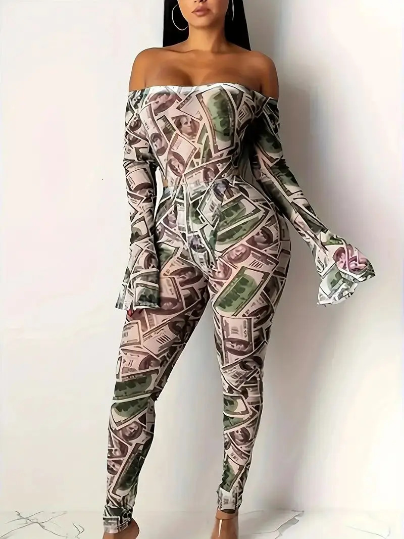 USD Printed Shoulder Hoodie Casual Split Long Sleeve Tight for Women 250326