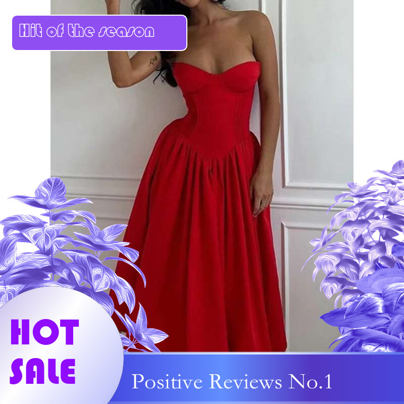 Dongdumaoyi Sexy Rode Buis Vrouwen Zomer Zoete En Pittige Stijl Hot Girl Rok Hoogwaardige Backless Midi Jurk Dameskleding C