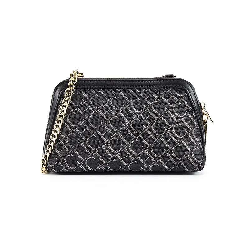 CH Letter Printed Light Suede Leather Chain Shoulder Bag Fashion Retro Crossbody Designer