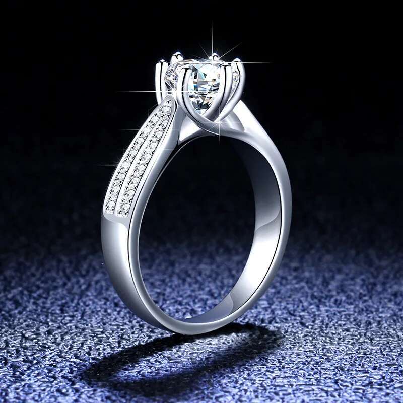 18k White Gold Original PT950 Platinum Ring Sparkling D Color 0.5-3 Carat Moissanite Lab Diamond Rings Wedding Jewelry for Women