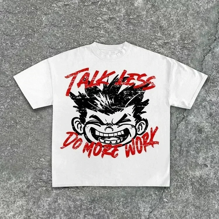 Street clothing Y2K Tshirt mens hiphop cartoon picture printing Gothic oversized cotton short sleeved shirt 250326