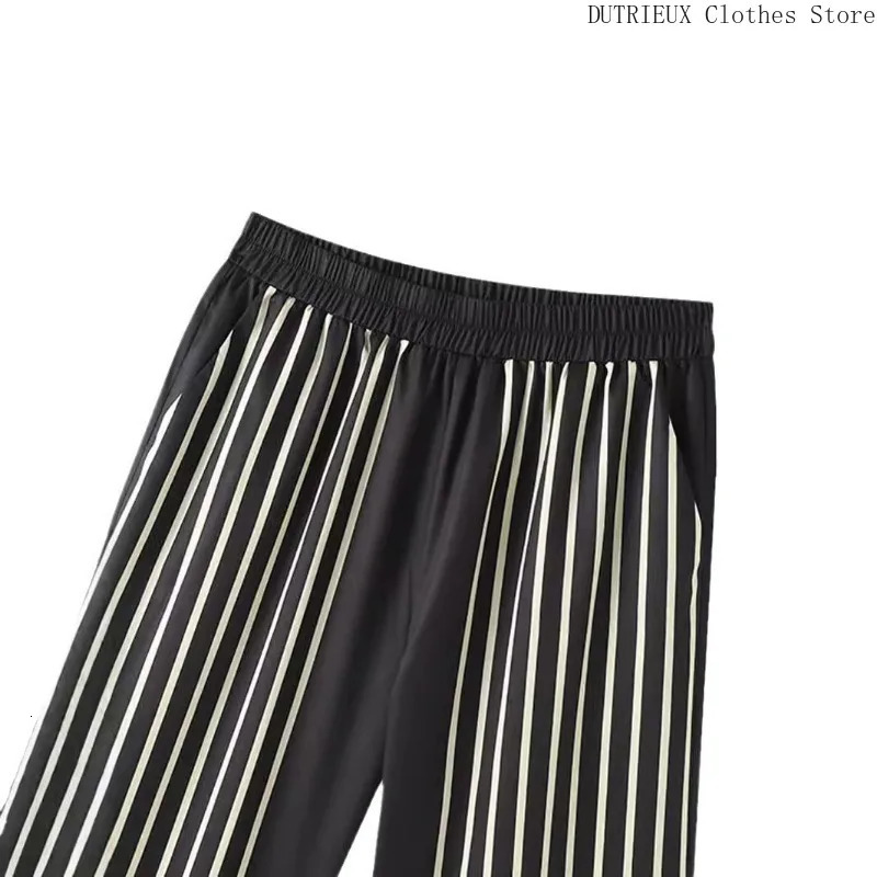 Street Fashion Retro Black Stripe Mens Set AutumnWinter Business Casual Relaxation Comfortable Trouser 250326