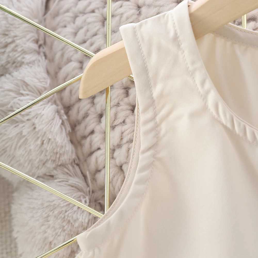 Girls clothing simple sleeveless set button vest design+beige pants childrens casual setT250327