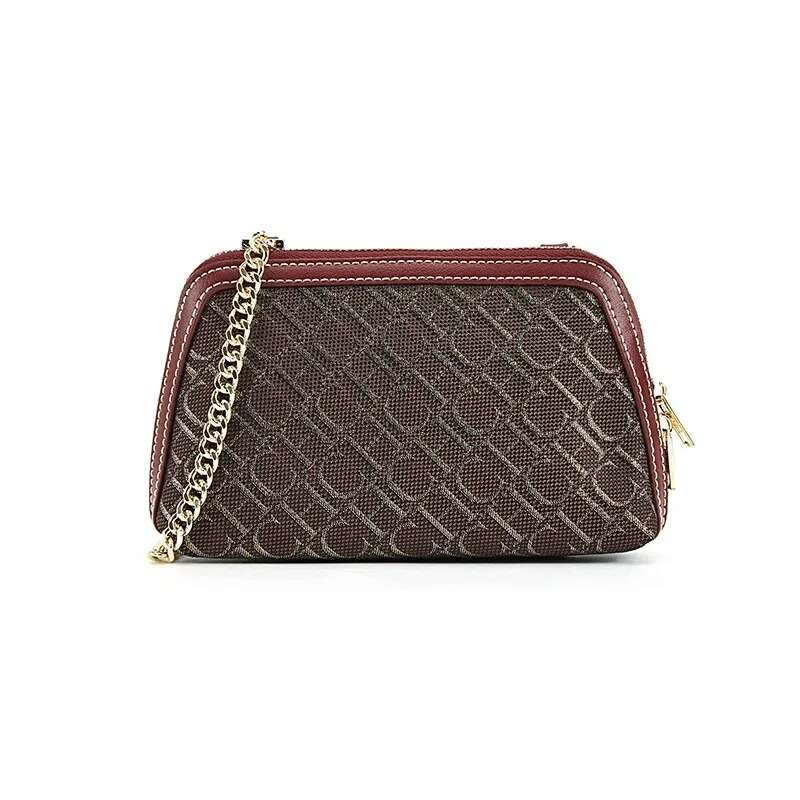 CH Letter Printed Light Suede Leather Chain Shoulder Bag Fashion Retro Crossbody Designer