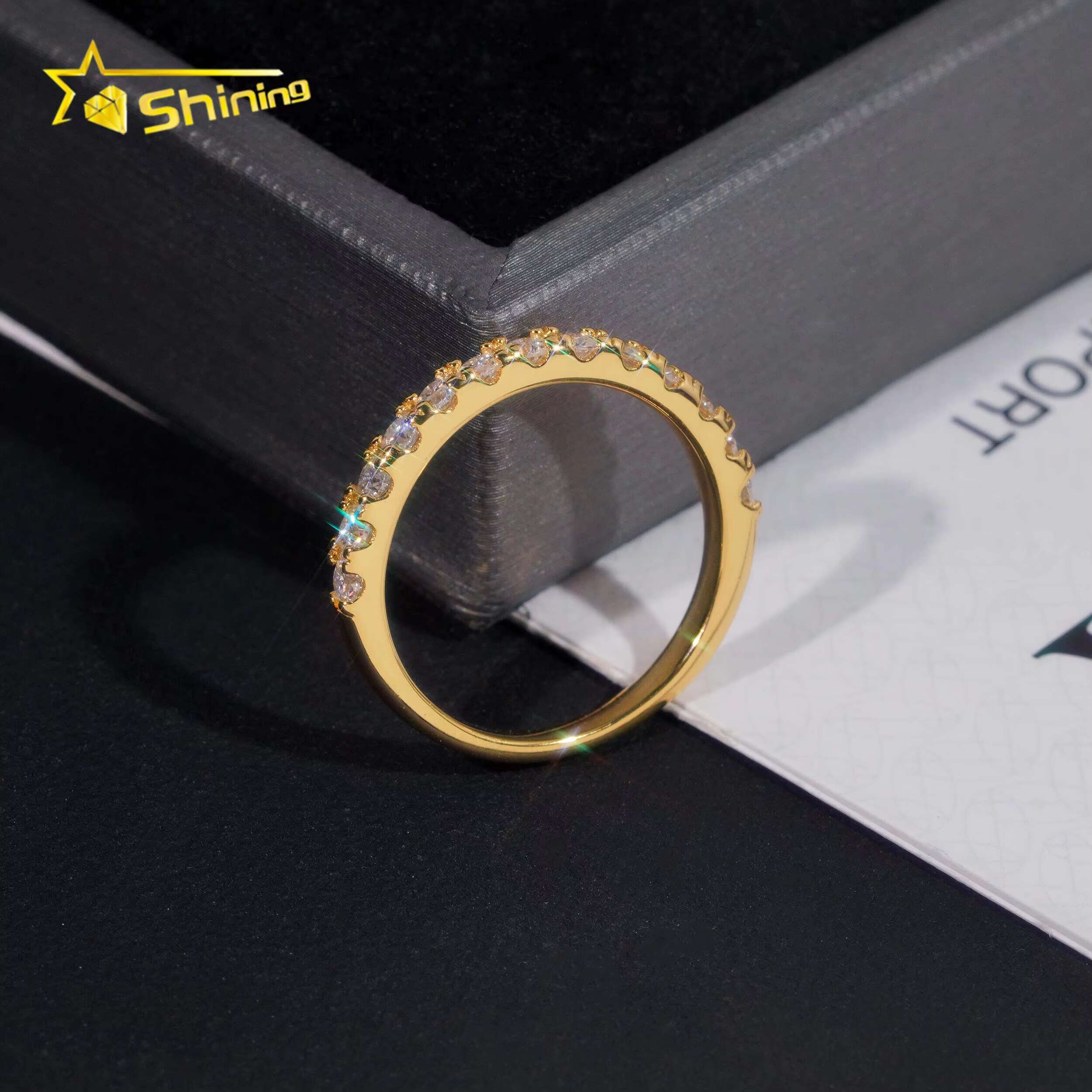 Pass Diamond Tester Gold Plated Half Eternity 2.2mm Wedding Silver Engagement Moissanite Rings for Women