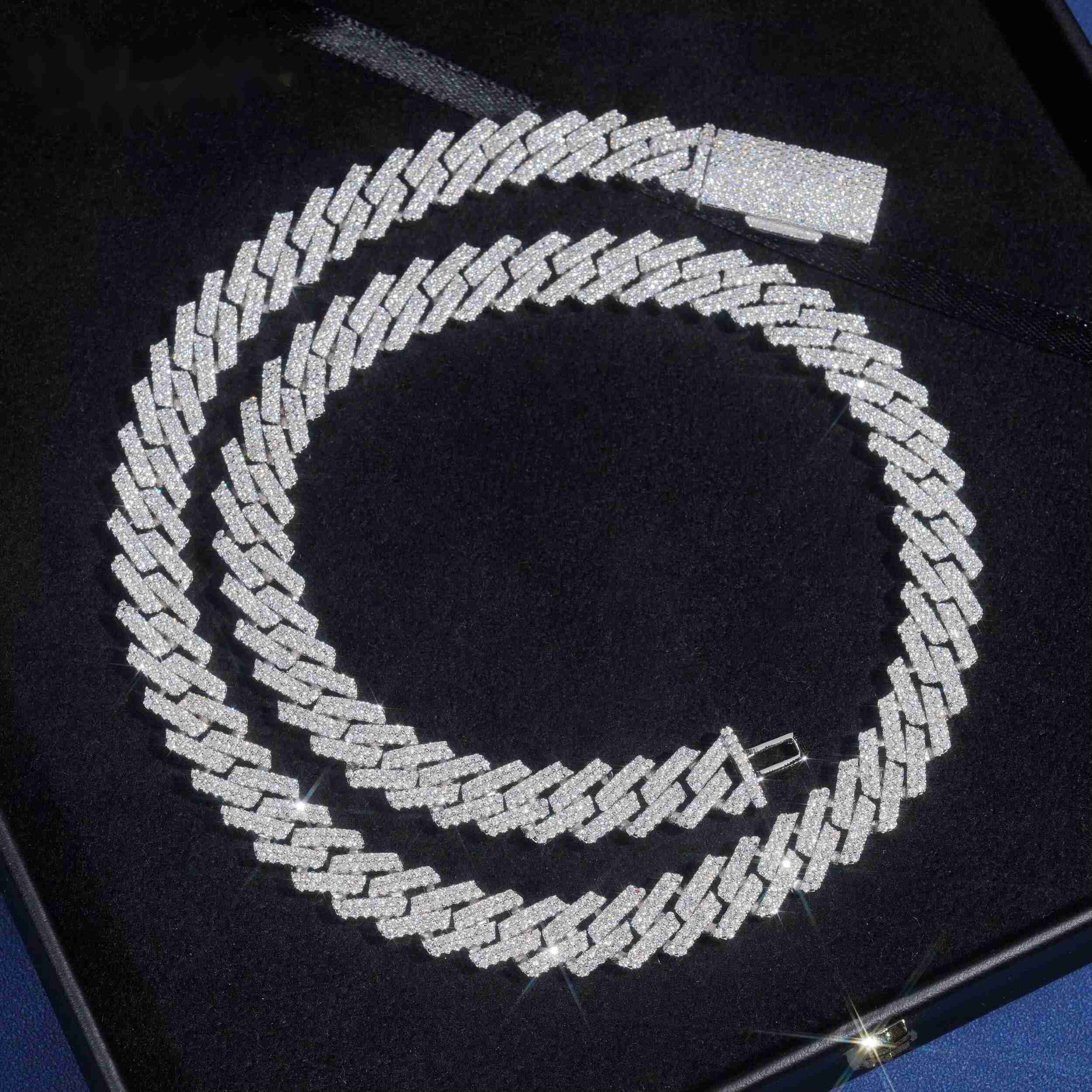 Rapper Jewelry Style 13MM rury Soild Sier VVS Moissanite Cuban k Chain Hip Hop Necklace