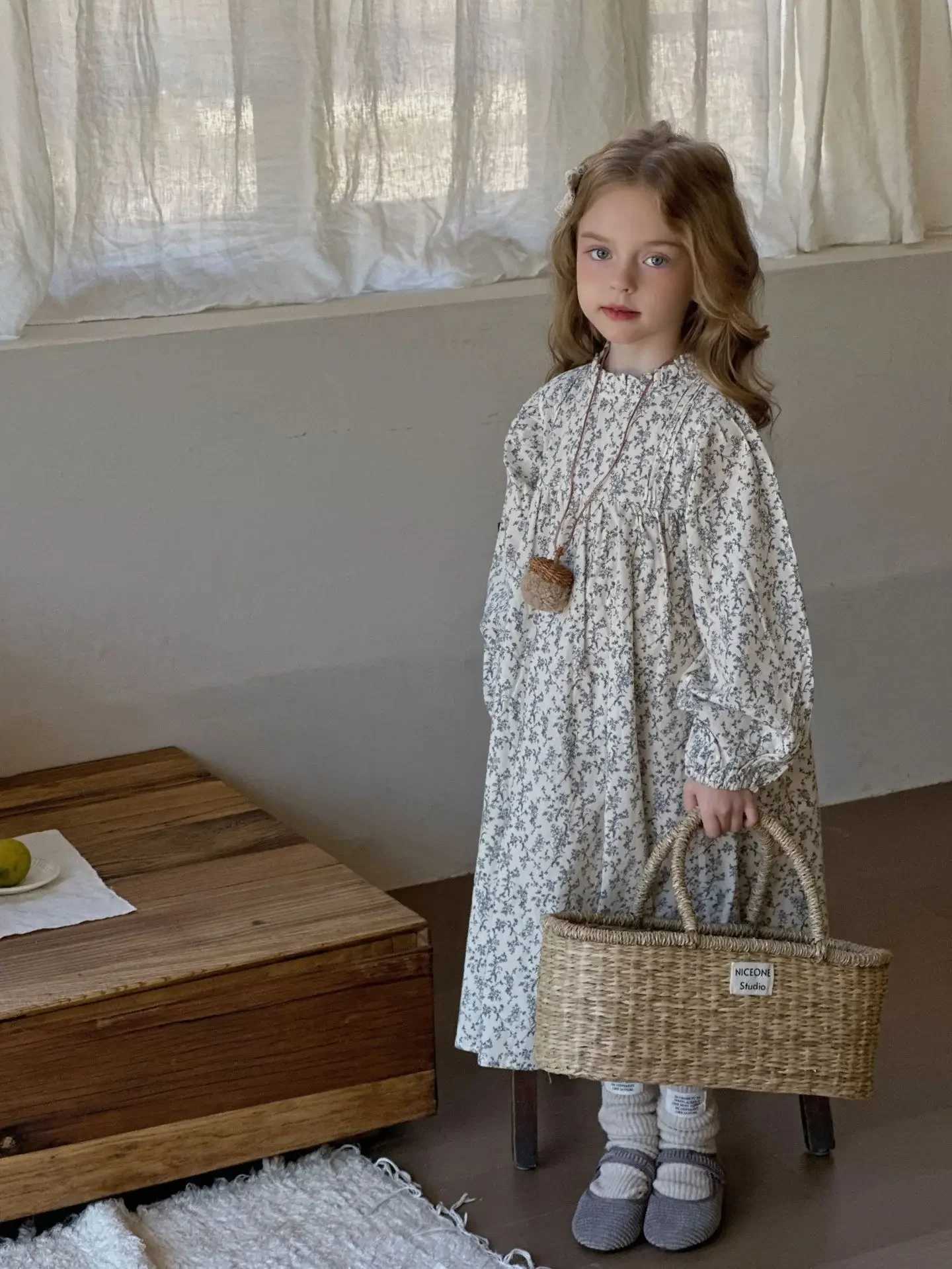 Girls dress spring/summer new Korean childrens long sleeved French princess floral dress sweet simple and loose 2024 W250326