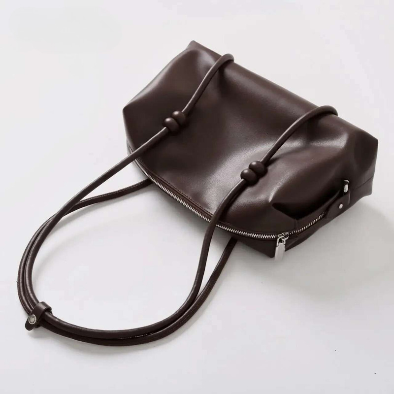 Vintage Simple Long-Handle Easy To Wear Women Tote Wine Red Genuine Cow Leather Female Shoulder Bag Rope Strap Travel Handbag