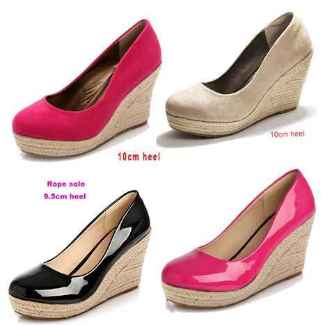 EAGSITY Espadrilles for Women wedges high heel pumps suede platform round toe wedding party office lady comfort shoes
