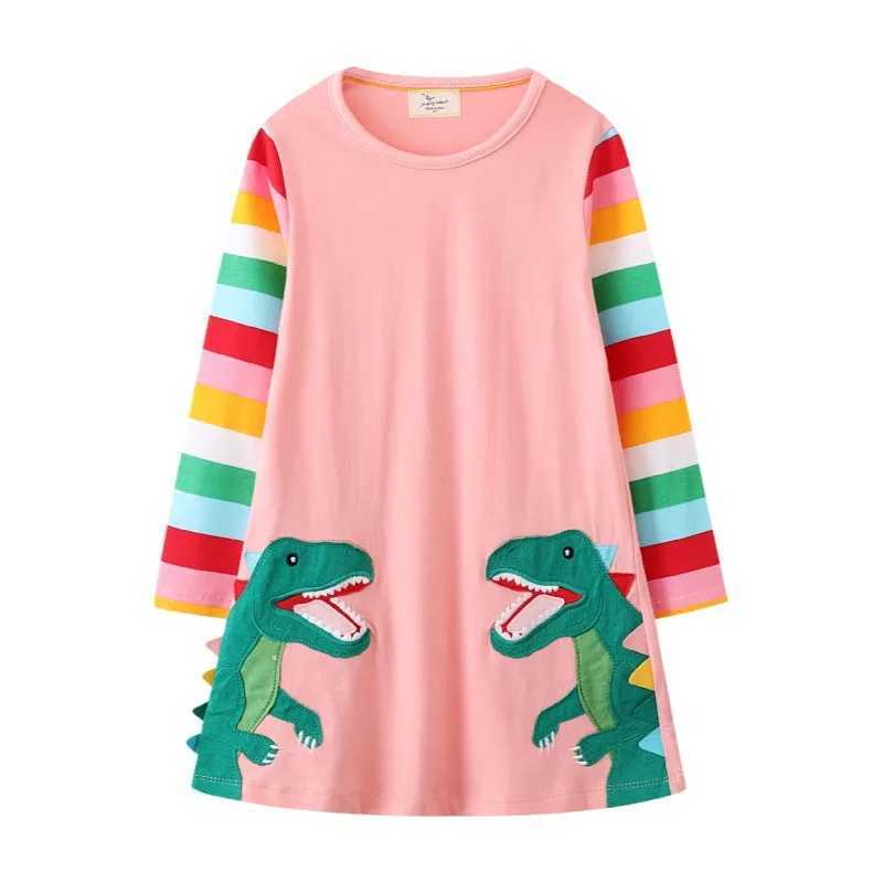 Jumping Meters newly arrived princess girl dress dinosaur app cute birthday childrens clothing autumn long sleeved childrens clothing W250326