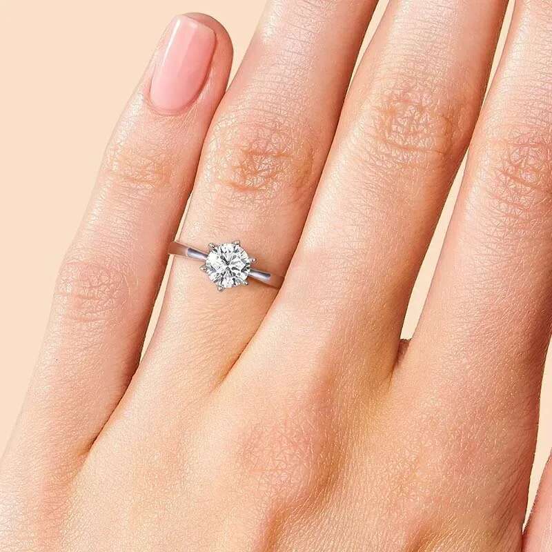 KNB 0.5-2ct Real Moissanite Ring Engagement Wedding Diamond Rings for Women 925 Sterling Silver High Quality Luxury Jewelry