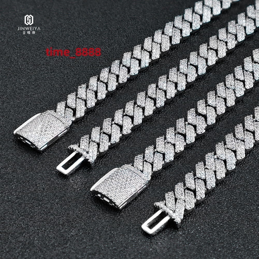 2025 New Arrival Hiphop Jewelry Collection Micro Pave VVS Moissanite 8MM Cuban Link Chains in Sterling Silver