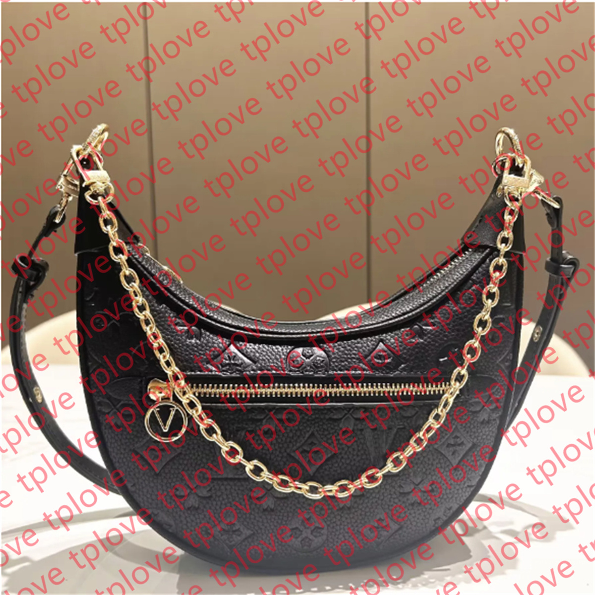 loop hobo bags Gold Chain Handbag Luxuries Designers bags Fashion Womens Coated Canvas Zipper Crossbody Shoulder Bag Crescent bottom handbag W0161