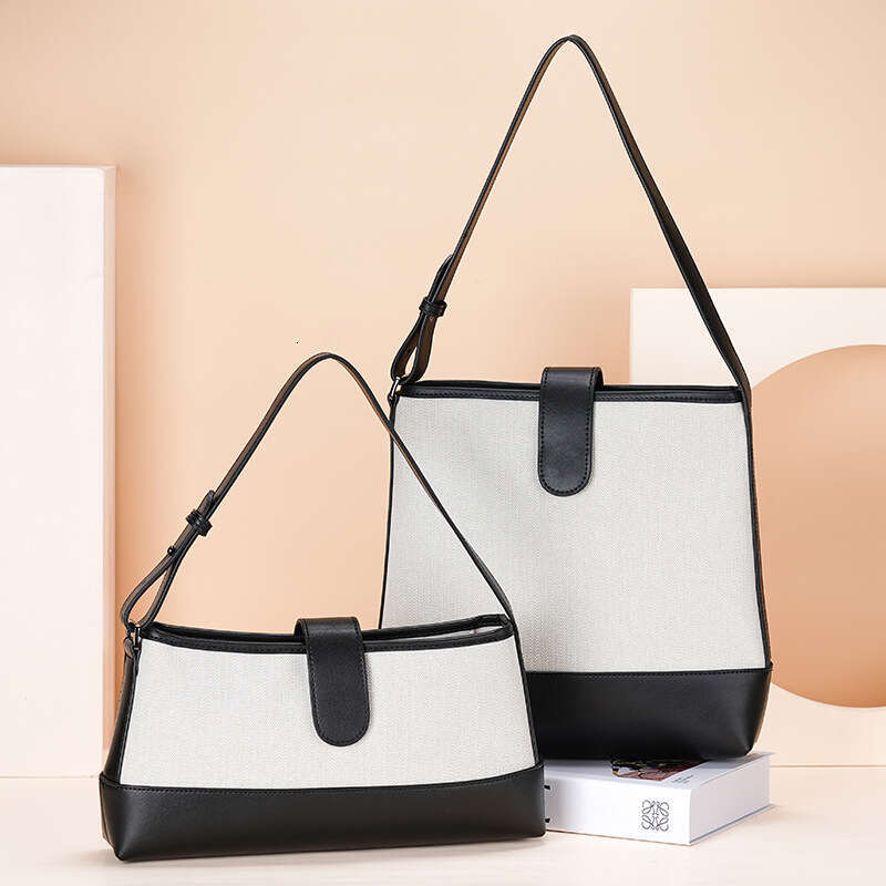 Genuine leather women's Korean niche car Jingyuan, same canvas bag, contrasting color patchwork leather, one shoulder fashionable and versatile h