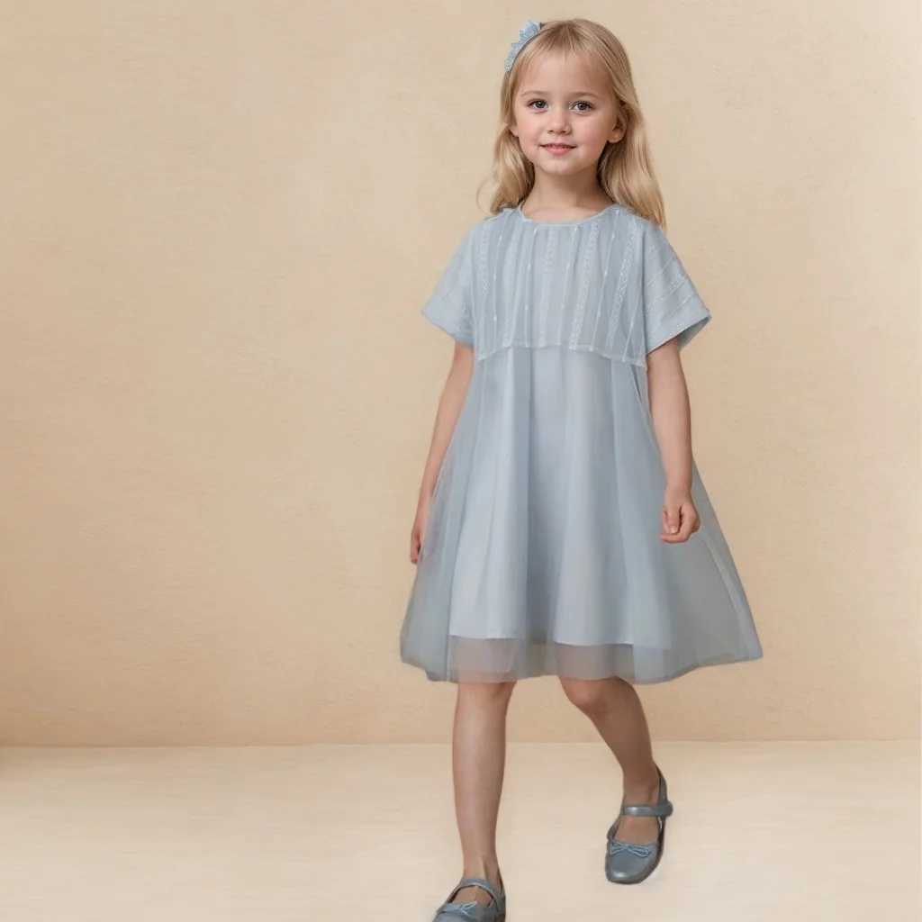 Children Par Dresses Girl Kids Clothes Summer Lace Short Sleeve Fairy Cute Beautiful Generous Dress Family Sisters Outfits W250326