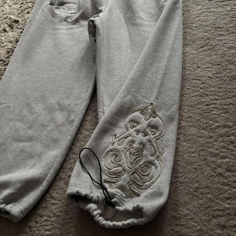 Men's Pants Y2K Double Waist Jogger Men Poker Embroidery Pattern Sagging Street Hip Hop Gym Sportwear Unisex Baggy Sweatpants