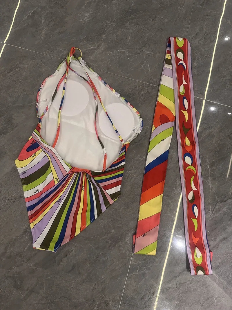 n Womens Swimsuit Silk Scarf Set European Fashion Beach Sexy Bikini 250321