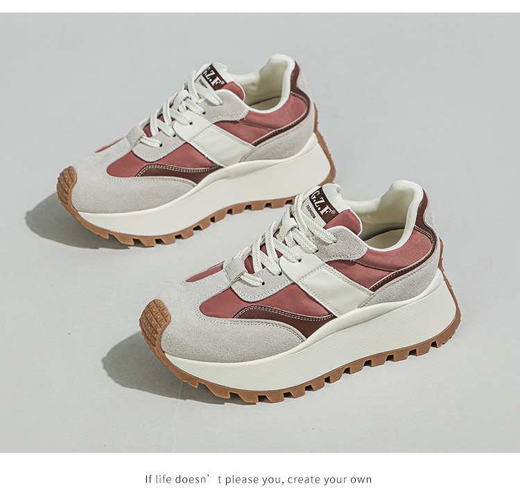 Mens Casual Sneakers Womens Designer Retro Running Fashion Split Leather Canvas New Breathable Height Increased Platform Shoes 6467 f90c