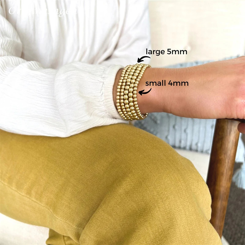 Elasticity Handmade Gold Beads Bracelet 14K Gold Filled Bracelet Tarnish Resistant Jewelry Boho Vintage Women Jewelry 250318