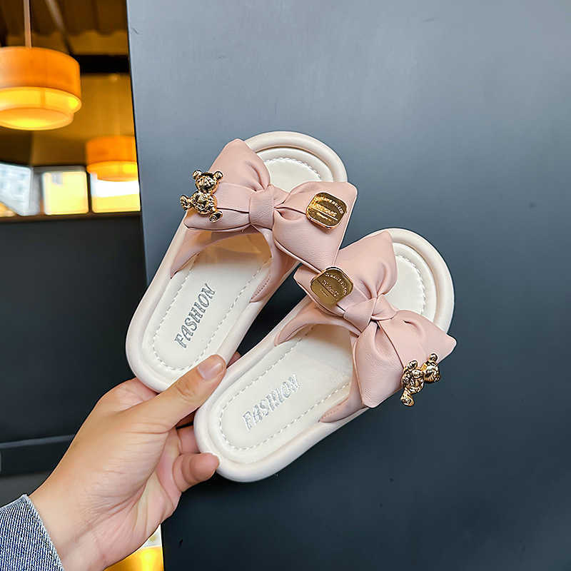 Slipper Cool slippers for womens outdoor wear 2024 summer new butterfly knot sponge cake thick sole height increasing temperament fairy style beach sa
