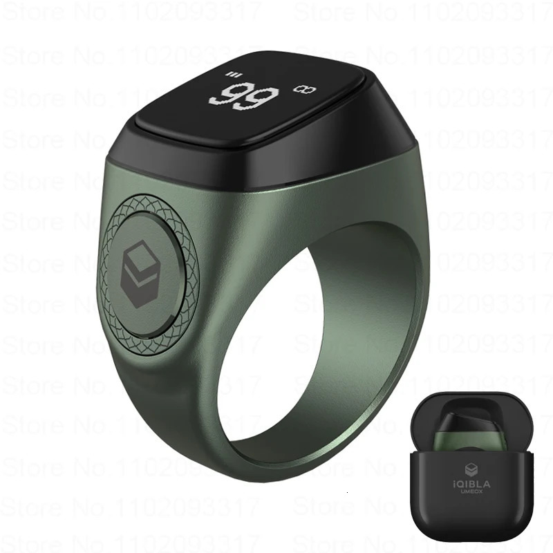 IQibla metal alloy intelligent prayer Zikr ring for Muslim Tasbih digital counter Tasbeeh prayer time vibration reminder waterproof 250322