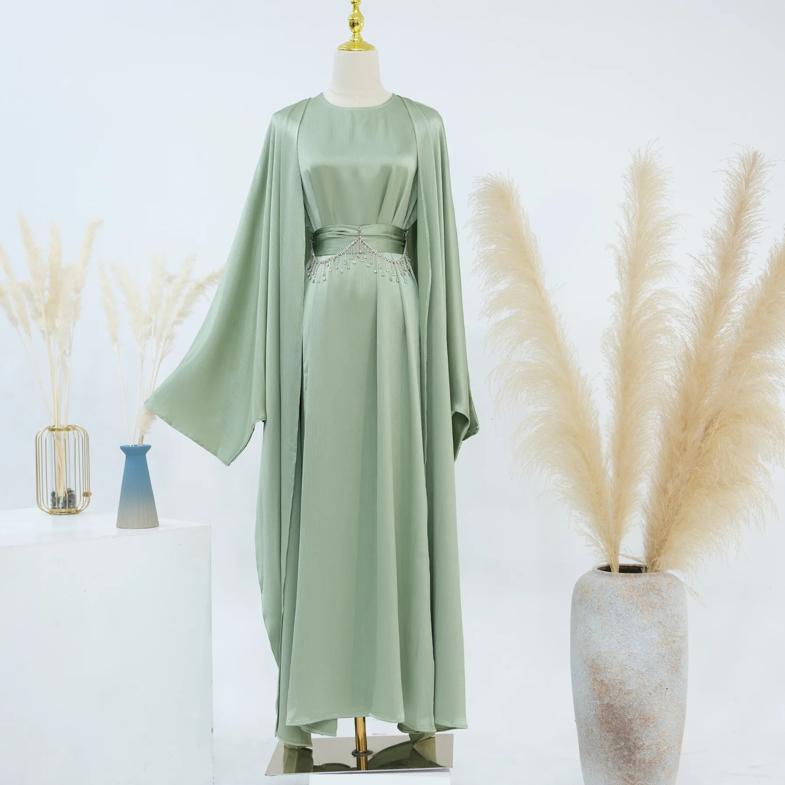 Eid al Fitr Ka Moroccan Kaftan Womens Chain Sleeve Muslim Saudi Gorgeous Party Style Abaya Dubai y Robe 250326