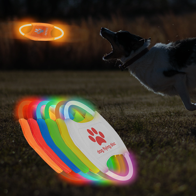Glowing Dog Flying Disc Brightly Lit, Rechargeable LED Plaything for Canine Training
