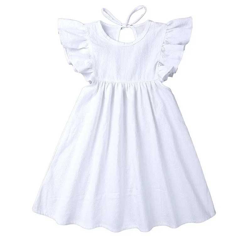 Ruffle sleeves Par girls dress cotton baby one-piece floral girls dress summer casual childrens clothing childrens clothing W250326