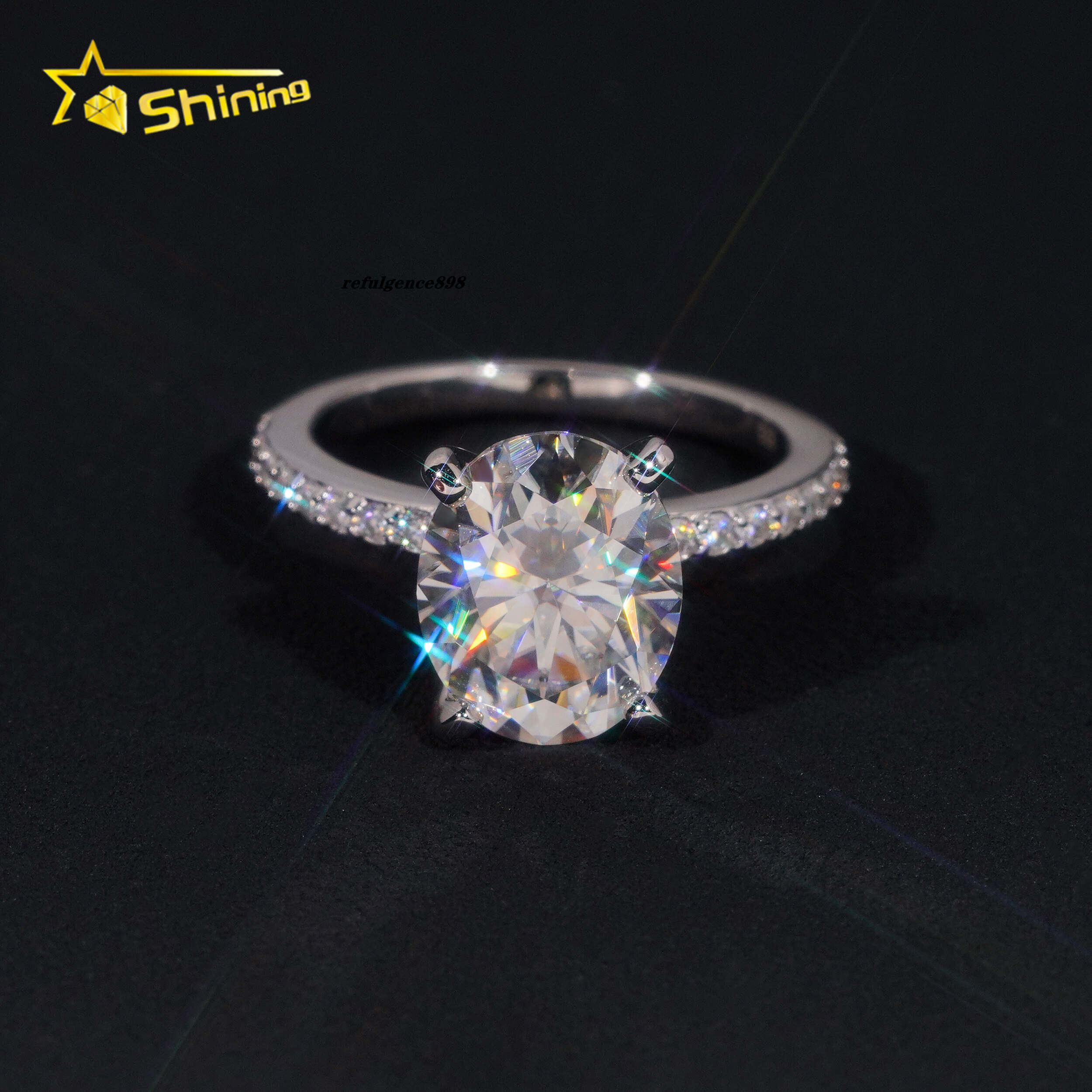 Fine Jewelry 925 Silver Ring Classic D Color VVS Oval Cut Moissanite Ring GRA Certificate Custom Engagement Ring for Women