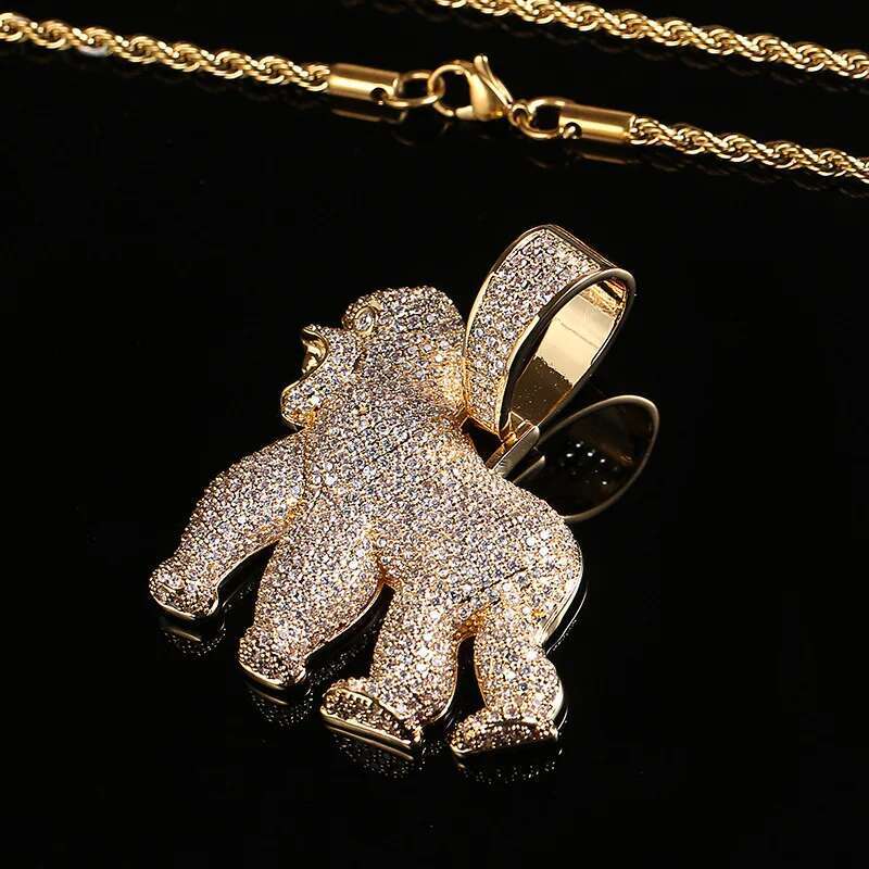 Mens Animal Gorilla Pendant Necklace Fashionable Hip-Hop Punk Rock Animal Jewelry Fashionable