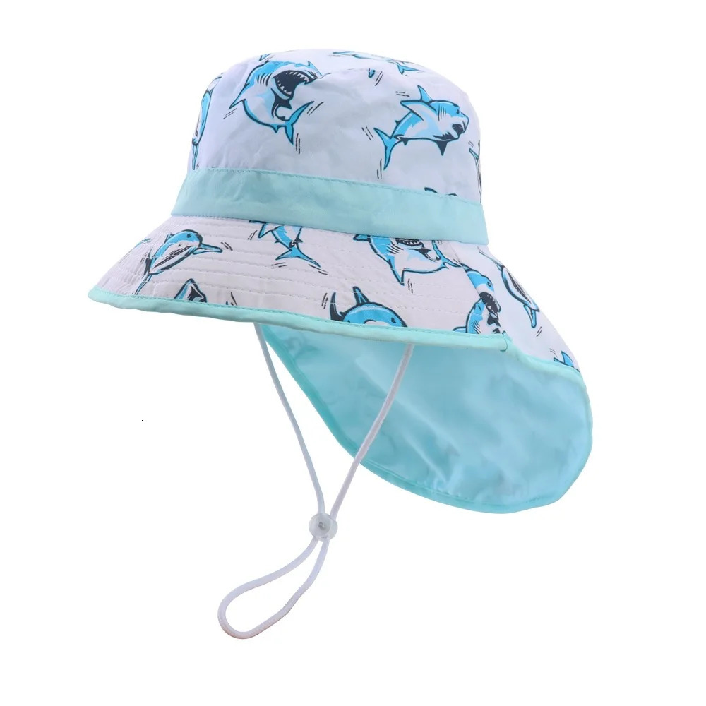 Panama Summer bucket Hat for Boys Girls Cartoon Childrens Beach Shawl Hat Kids Wide Brim UV Protection Outdoor Sun Cap 250326