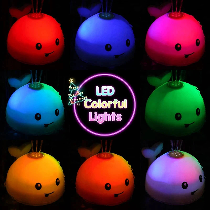 Baby Light Up Bath Toys Whale Automatic Sprinkler Bathtub Toys kids Infant Swim Pool Bathroom Toys Gifts With Music LED Light 250326
