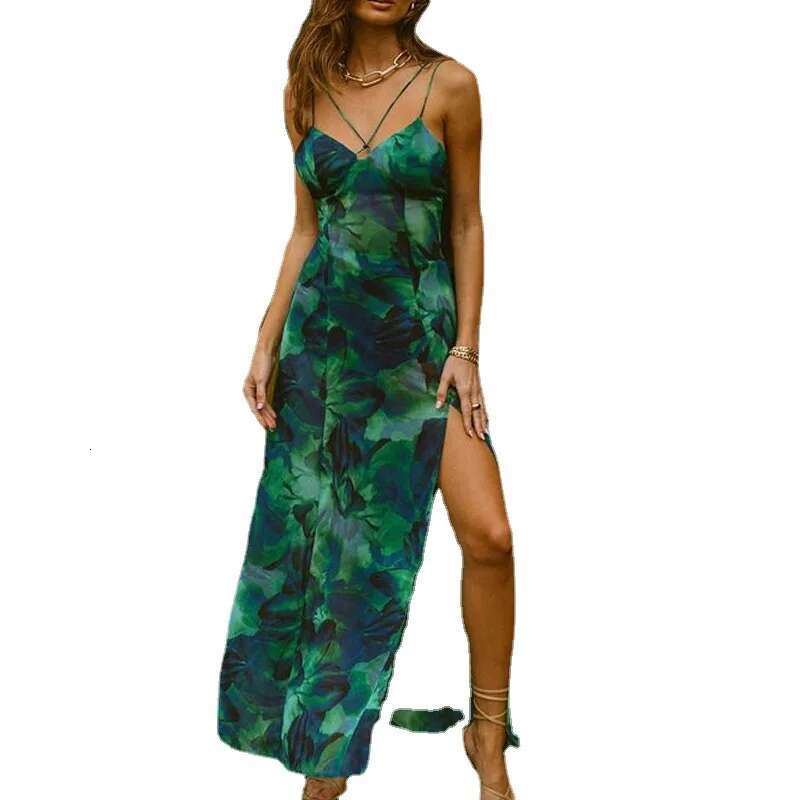Dongdumaoyi Lente Zomer Nieuwe Dames Sexy Mouwloze Maxi Jurk Met Bandjes En Print C
