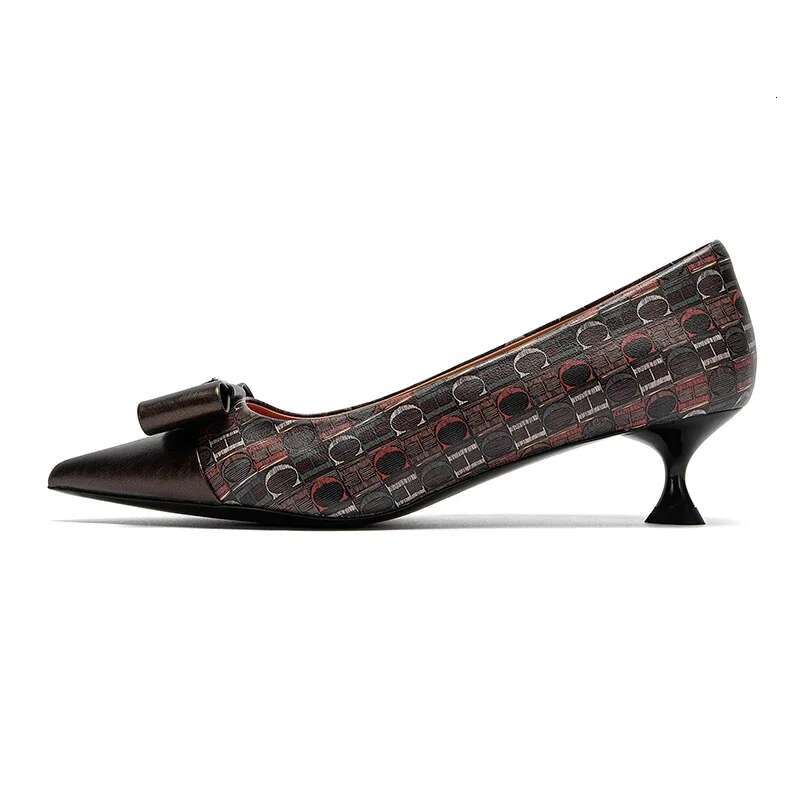 Women's Elegant Fashion Female Commuting Low Heeled British Style Patchwork Design Lady Pointed Shoes