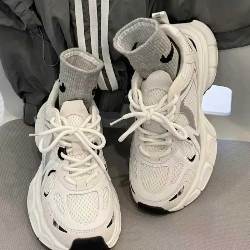 Women Sneakers Platform Comfortable Running Shoes for Women 2024New White Mesh Lace Up Jogging Fitness Shoes Basket Tennis ShoesC250327