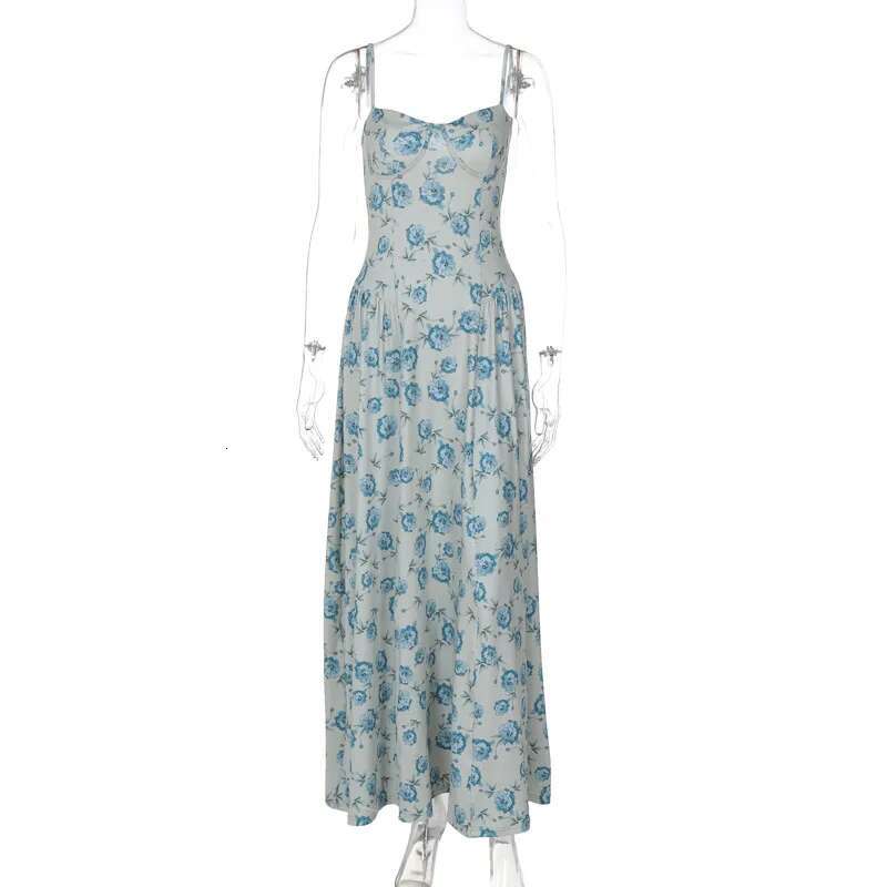 Dongdumaoyi Nieuwe Zoete Stijl Bustier Slim Fit Elegante Prinses Jurk Bloemen Strappy Voor Vrouwen C