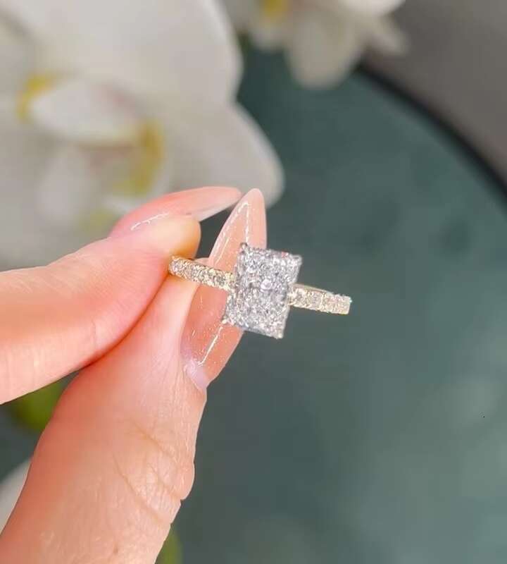 Wedding Jewelry Engagement Ring 10K 14K Soild Gold VVS D Color IGI Certificated 1.7CT Radiant Cut CVD Lab Diamond Ring