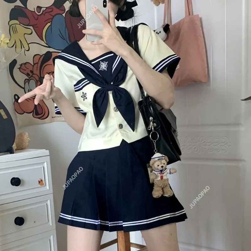 Japanese y JK Uniform Ins Style Sailor Academy Sleepy Sleep Folded Skiwear Youth 250326