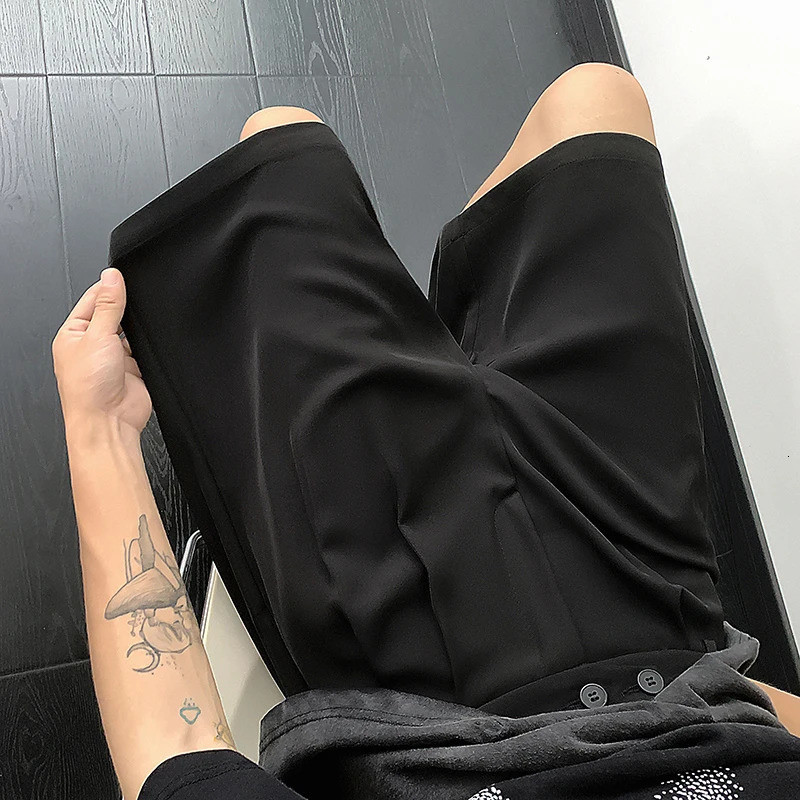 Summer set shorts mens fashionable social black dress Korean business casual office formal M3XL 250326