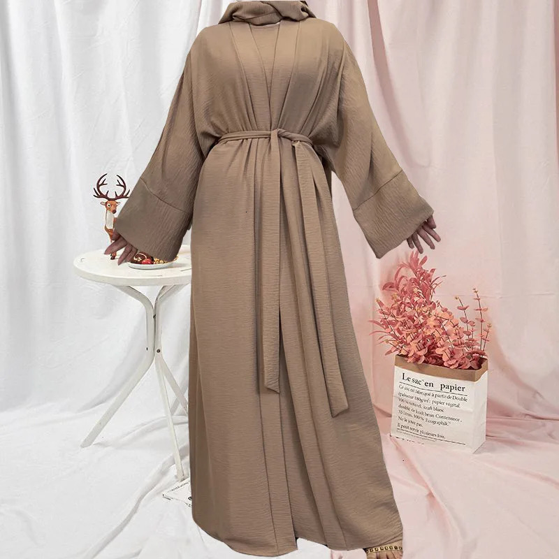 Abaya Womens Muslim Long Dress Africa Open Kaftan Dubai 2Piece y Islamic Moroccan Costume Cafe Fashion Modest 250326