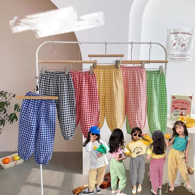 Spring and summer mosquito proof pants baby thin loose pure cotton plain worn as childrens fashionable sports casual 250325