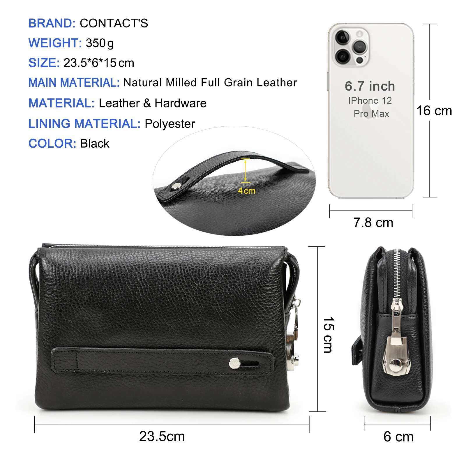 CONTACT'S Genuine Leather Male Password Design Men Handbag Wristlet Large Capacity Clutch Purse Casual Wallet Bag