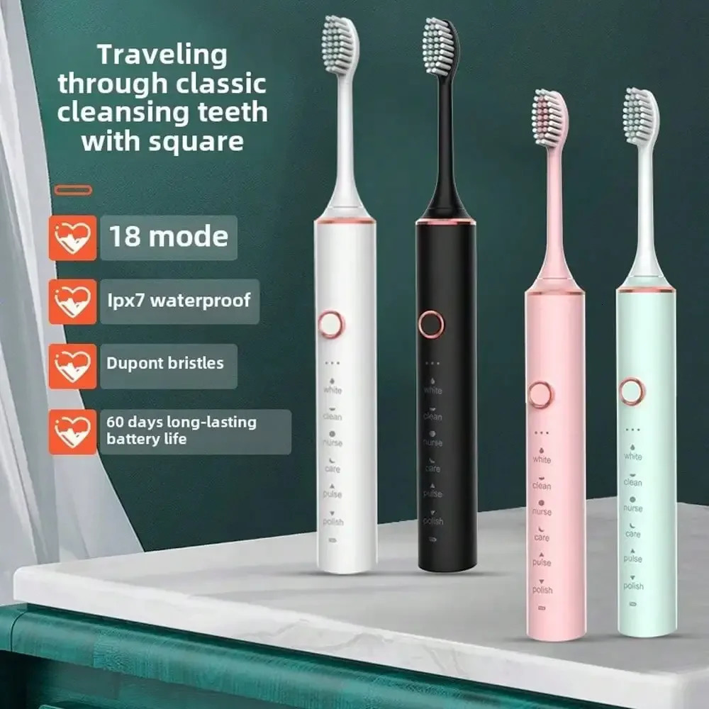 Soft brush electric toothbrush for adult household use 18 speed metal shaft USB charging 250325