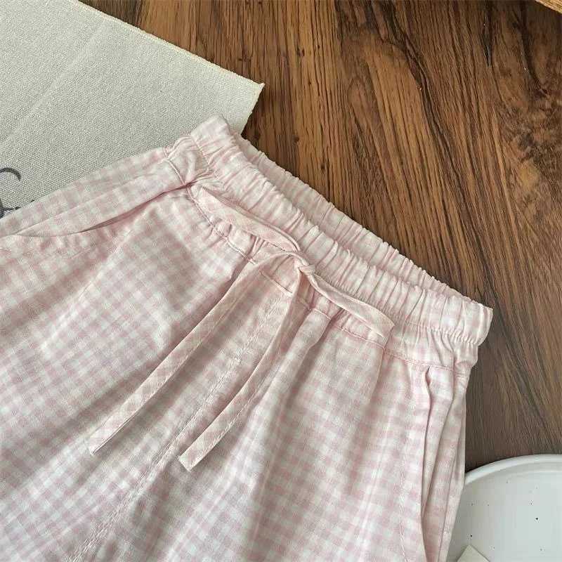 Childrens clothing set bow short sleeved top+flat leg wide leg pants set girl bow T-shirt childrens princess clothingT250327