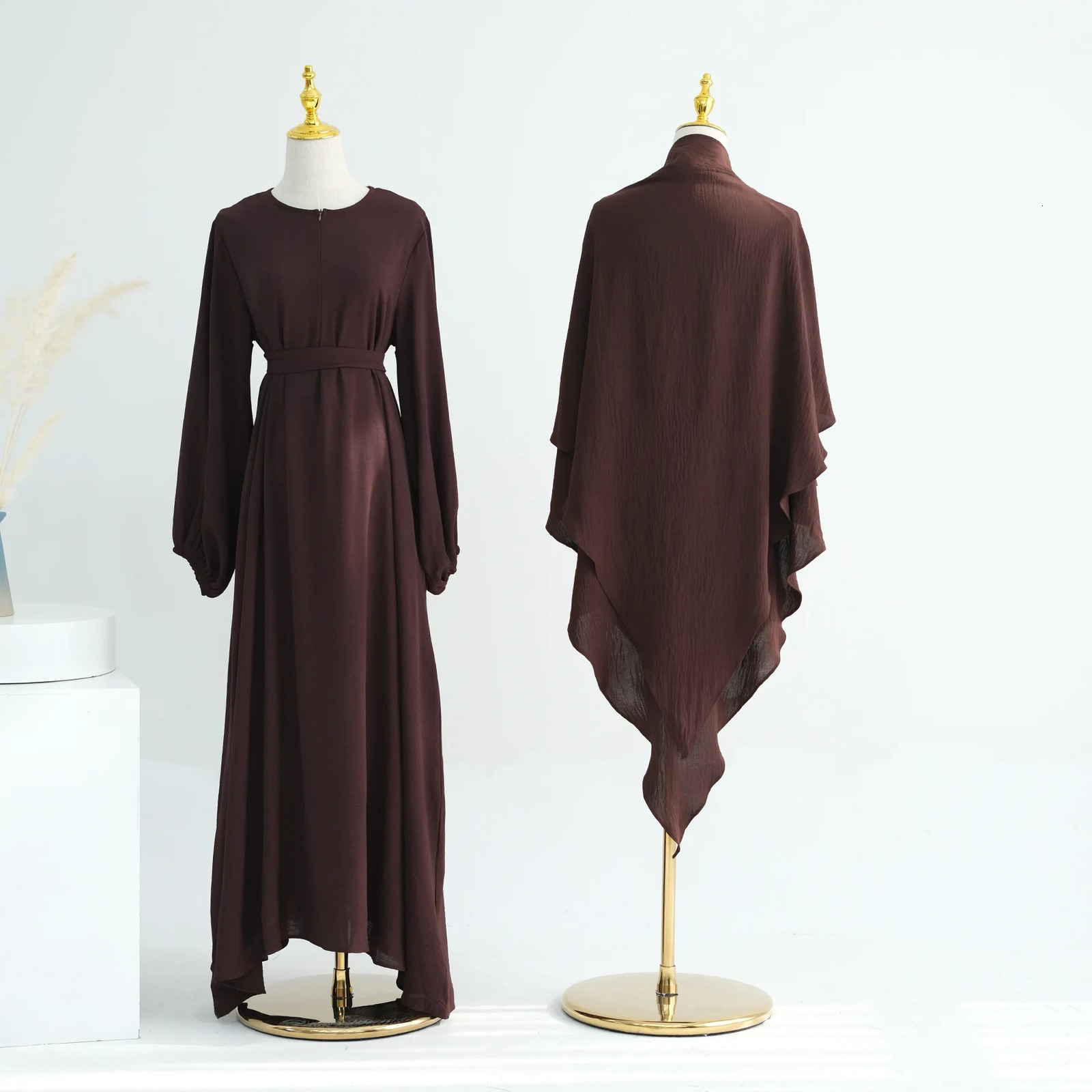 Eid al Fitr Muslim Dress and Khimar Set 2piece Womens Party Abaya Morocco Ramadan Lace Kaftan Islamic Dubai Arab Long Robe 250326