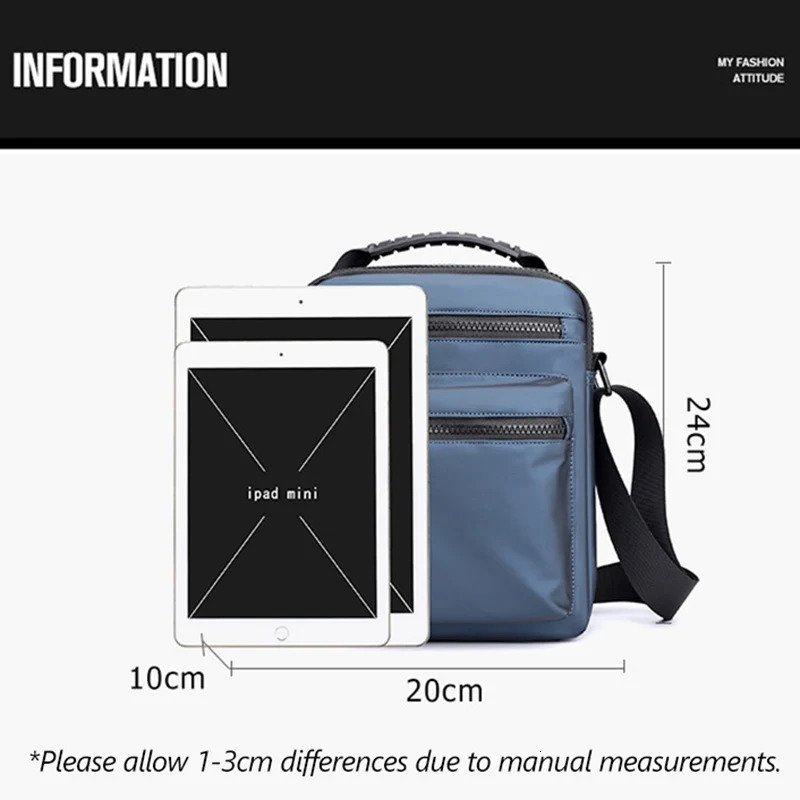 Mens Classic Messenger Bag Multi functional Shoulder Strap Sling Nylon Business Cross Flap Simple Handbag 250326