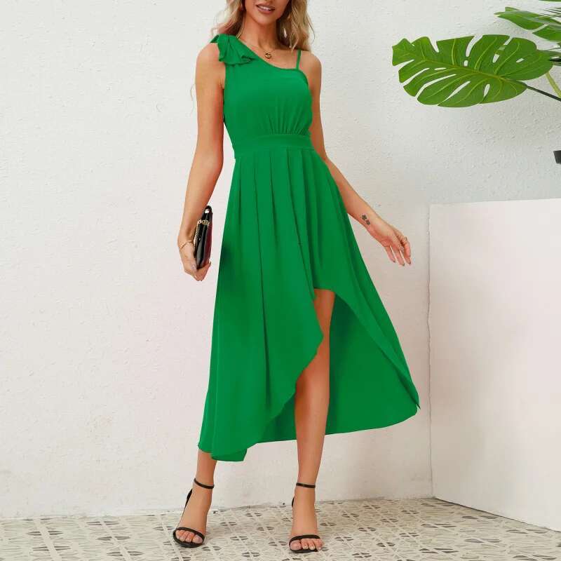 Dongdumaoyi Zomer Elegante Effen Kleur Strapless Jurk Met Onregelmatige Zoom WD