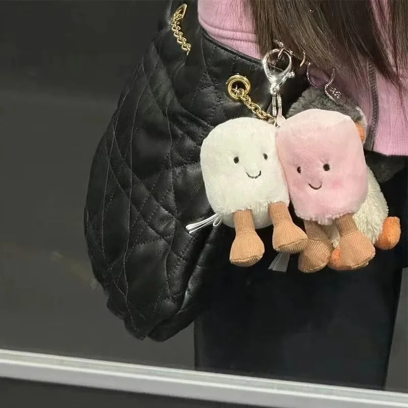 Fun Marshmallow Keychain Cotton Candy Two Tone Cute Soft Two Tone Keychain Bag Pendant Accessories Doll Pendant Xmas Gifts250325